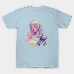 Pretty Pastel Anime Cyborg Girl T-Shirt